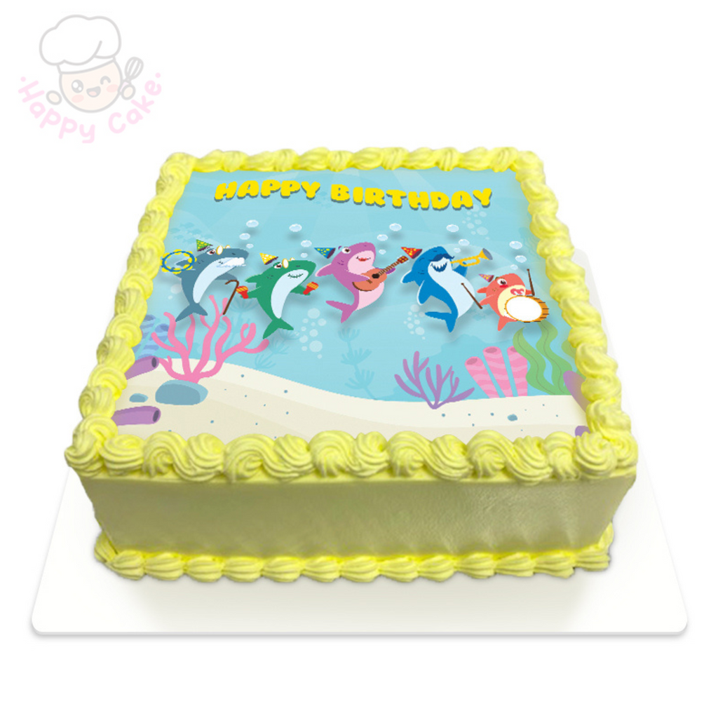 children birthday cake baby shark yellow
