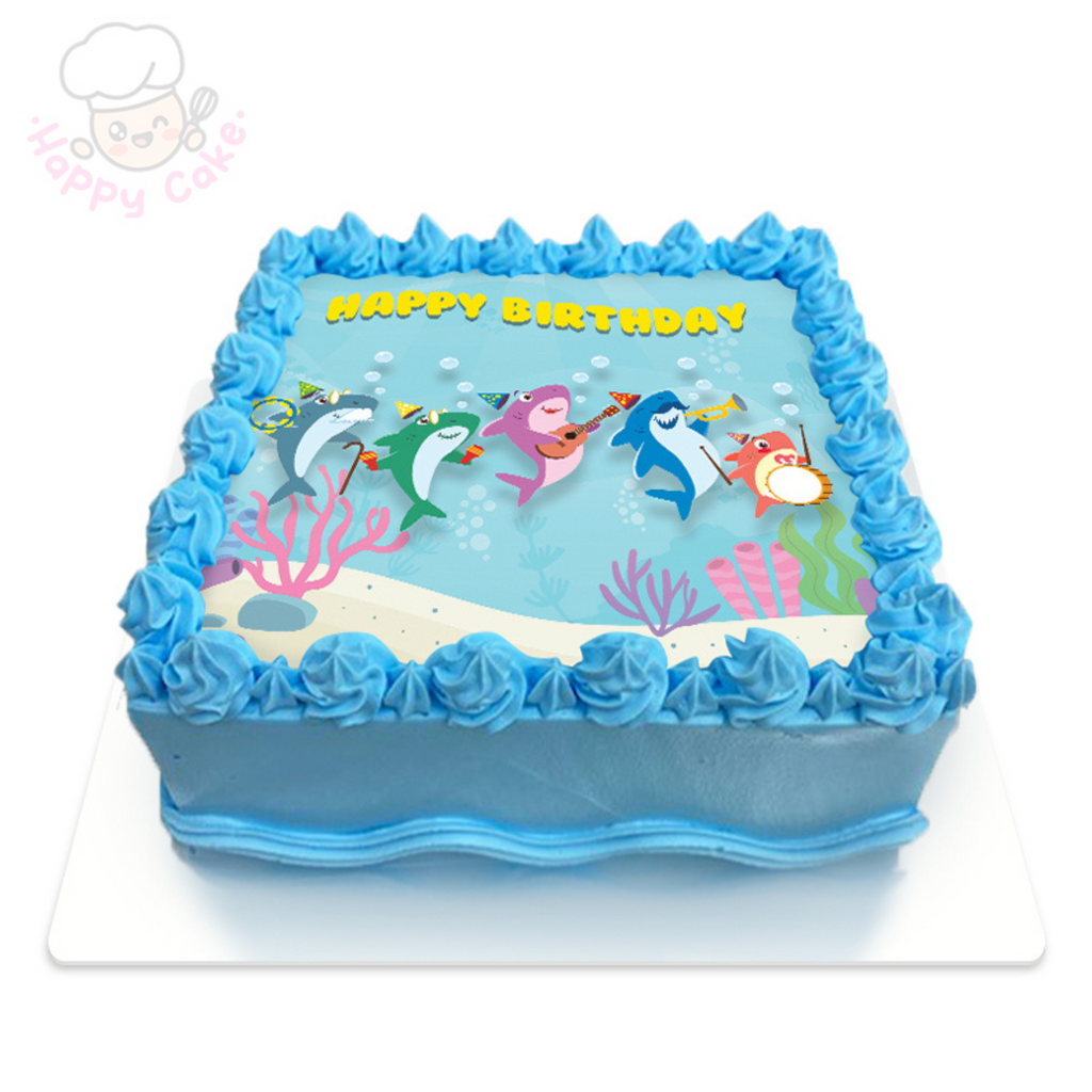children birthday cake baby shark blue