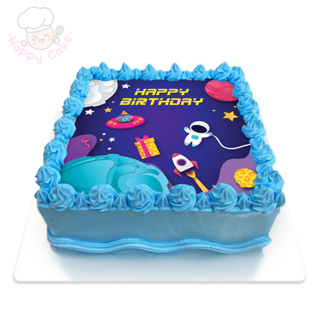 children birthday cake space blue