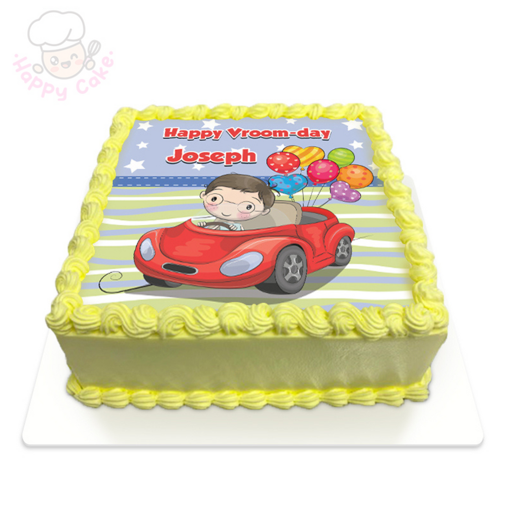 boy birthday car cake yellow