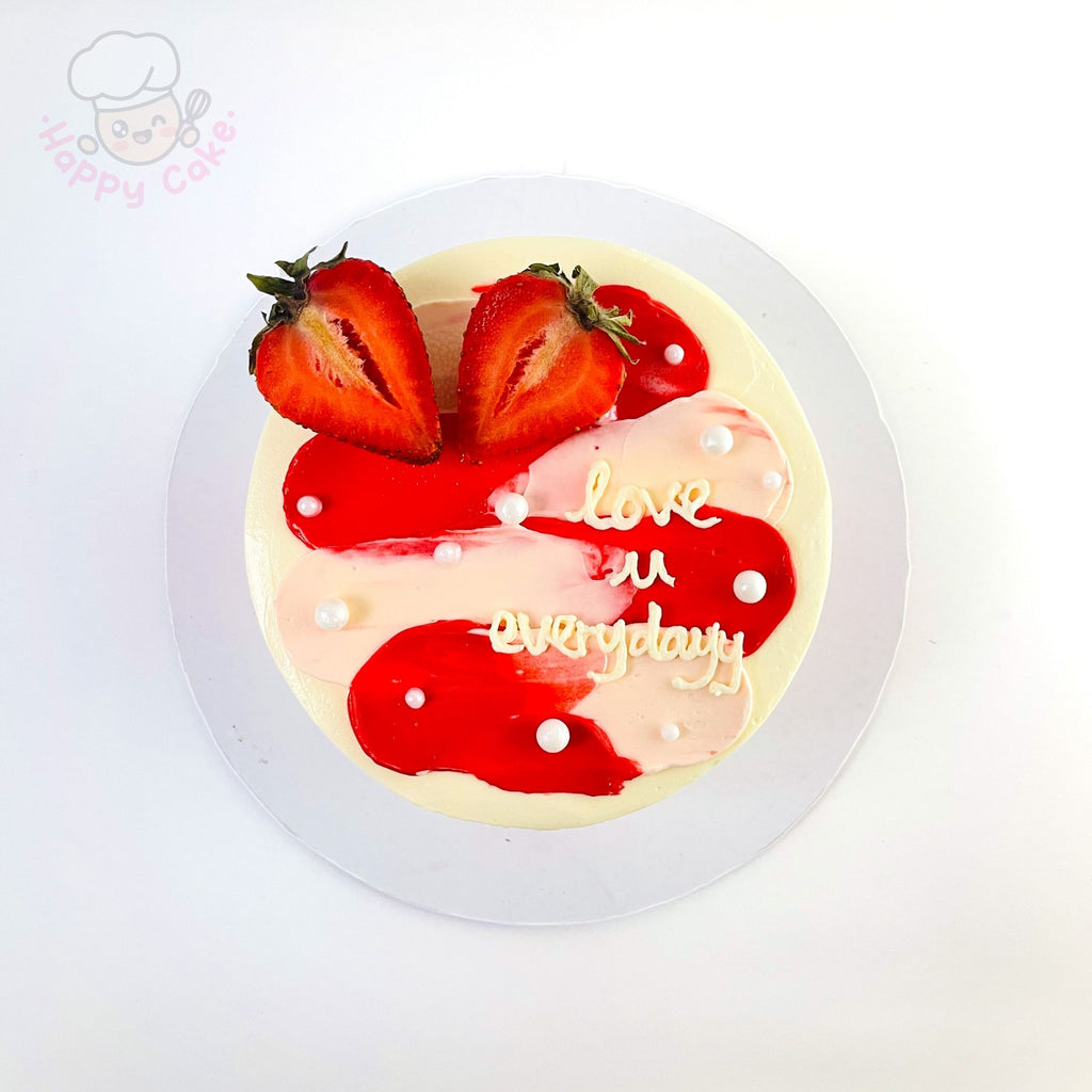 korean design cake strawberry top