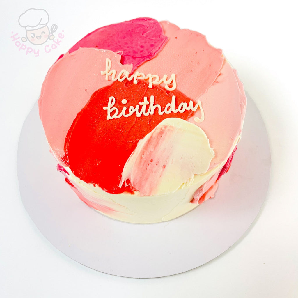 simple korean design cake pink side
