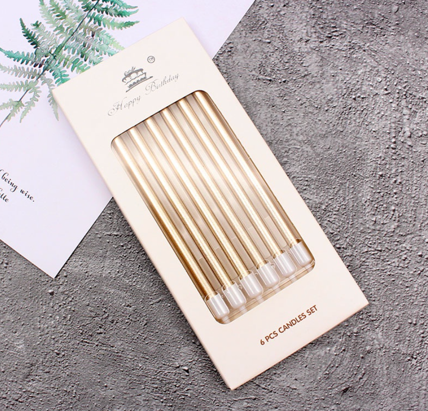 Champagne Long Candles Happy Cake