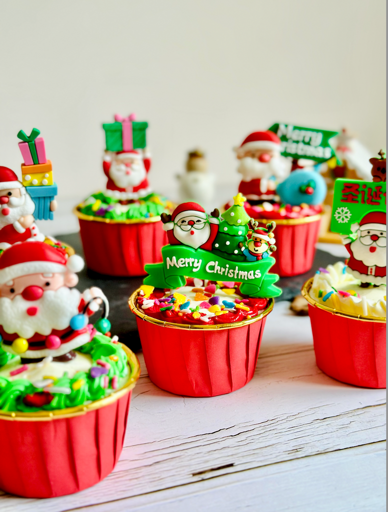 Christmas cupcakes close up