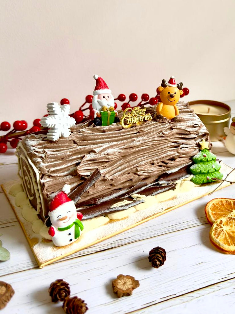 Dark Chocolate Christmas Log Cake