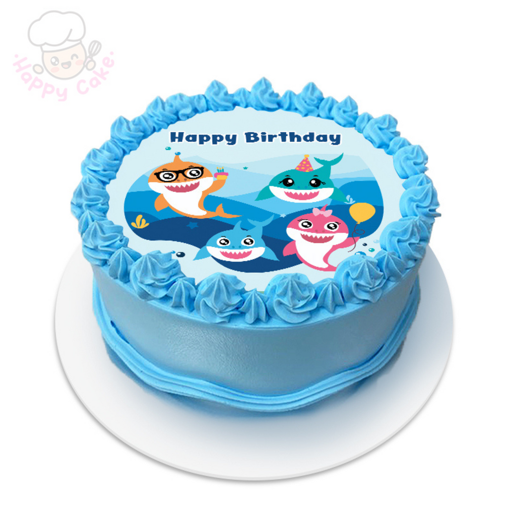 children baby shark birthday cake blue