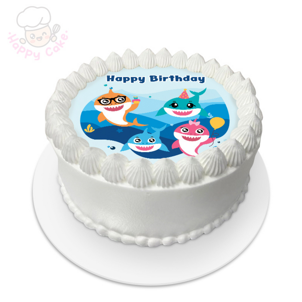 children baby shark birthday cake white