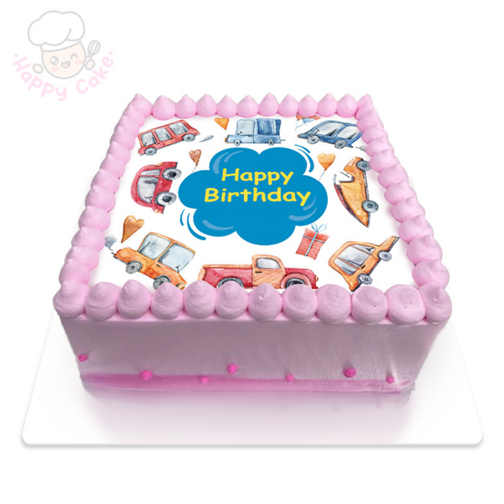 children car birthday cake pink