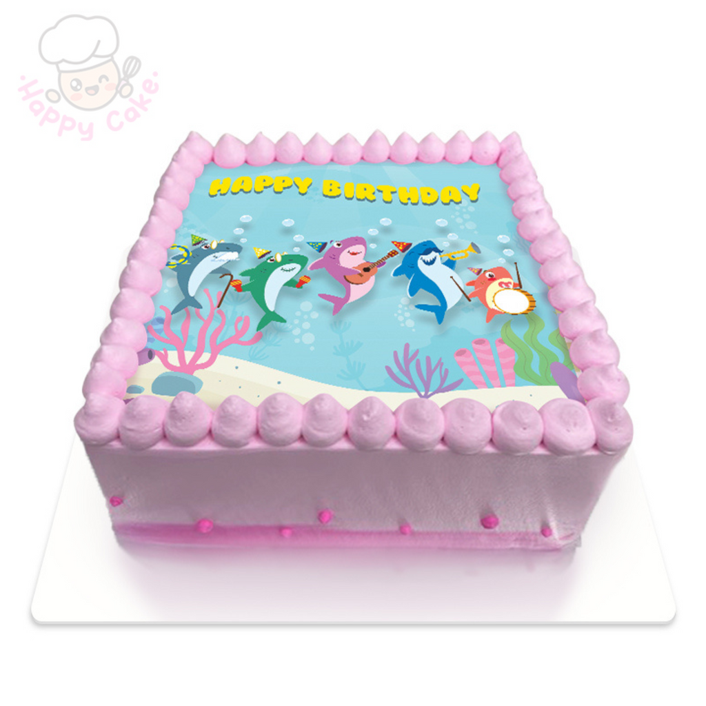 children birthday cake baby shark pink