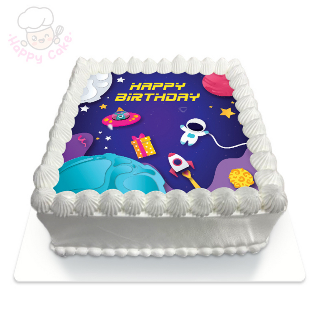 children birthday cake space white