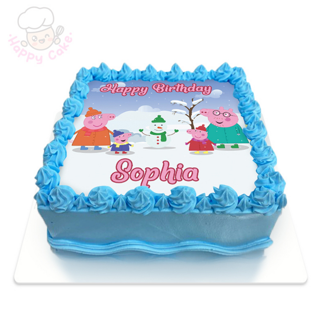 peppa children birthday cake blue