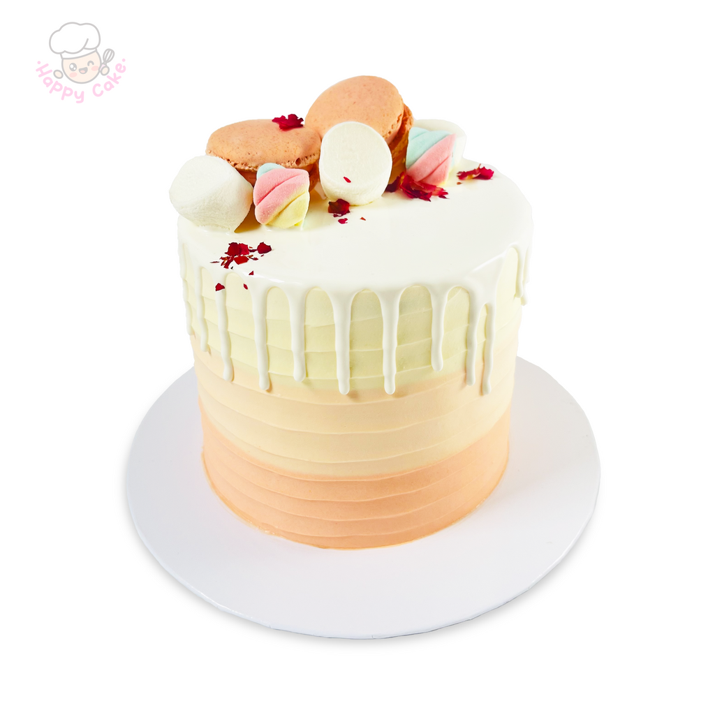 birthday cake with macarons