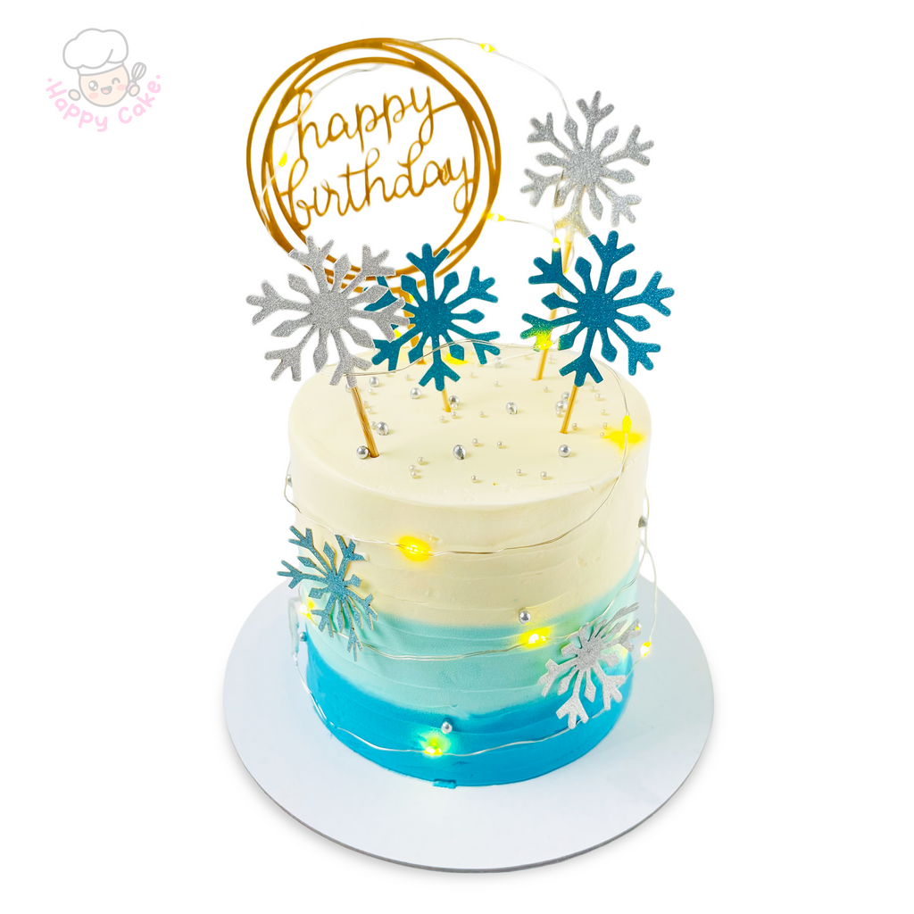 ombre birthday snowflake cake